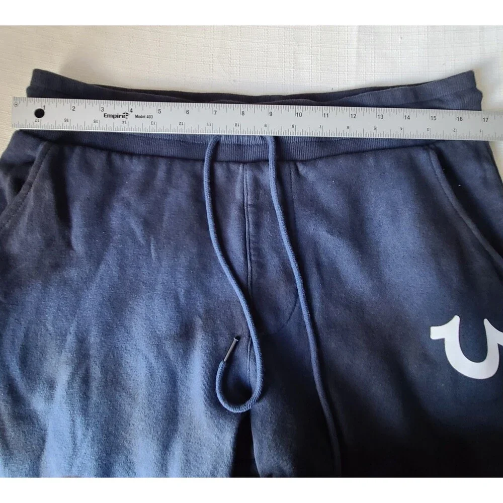 True Religion Men's Medium Navy Blue Fleece Jogger Sweatsuit  2 piece set